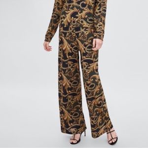 Zara Baroque Print Wide Leg Trouser
